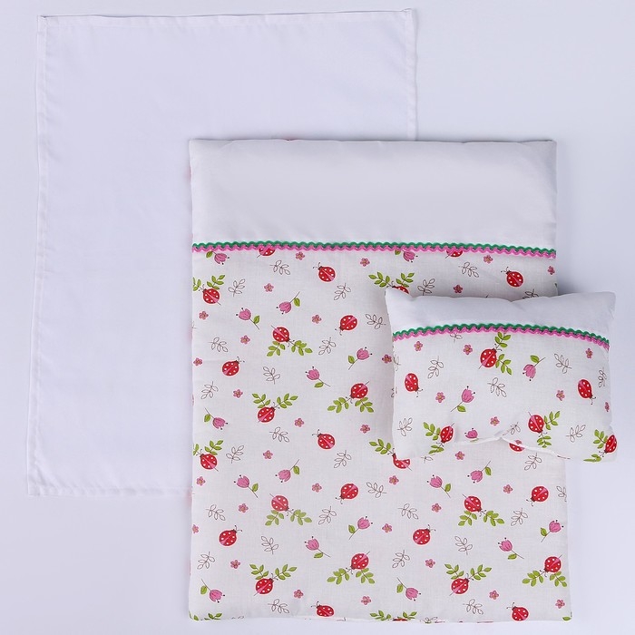 Кукольное постельное «Божьи коровки», х/б: простынь, одеяло 46 × 36 см, подушка 23 × 19 см Кукольное постельное «Божьи коровки», х/б: простынь, одеяло 46 × 36 см, подушка 23 × 19 см