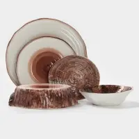 Тарелка глубокая Magistro Wood, 700 мл, d=18.2 см, фарфор, коричневая