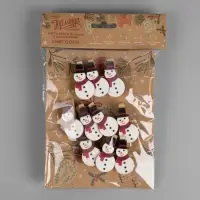 Гирлянда &laquo;Нить&raquo; 2 м, роса с насадками &laquo;Прищепка-снеговик&raquo;, IP20, серебристая нить, 20 LED, от батареек АА&times;2, свечение тёплое белое