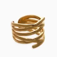 Кольцо &laquo;Звенья&raquo;, широкое, цвет золото, безразмерное