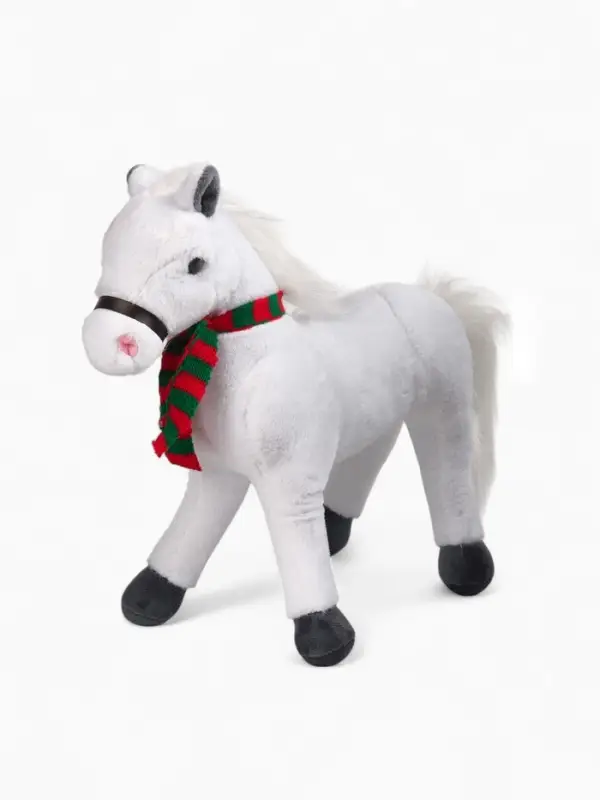 POMPOSHKI Мягкая игрушка Лошадка в шарфе, белая