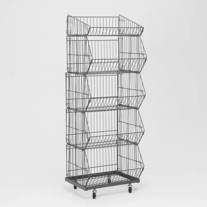 Накопитель разборный на колесах, 5 корзин, 50&times;43&times;147, серый