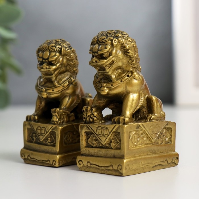Нэцкэ бронза Нэцкэ бронза "Собаки Фу" (китайские львы Будды) (набор 2шт) 4,3 х 3,2 х 7 см