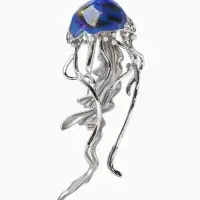 Брошь &laquo;Медуза&raquo; морская, цвет синий в серебре