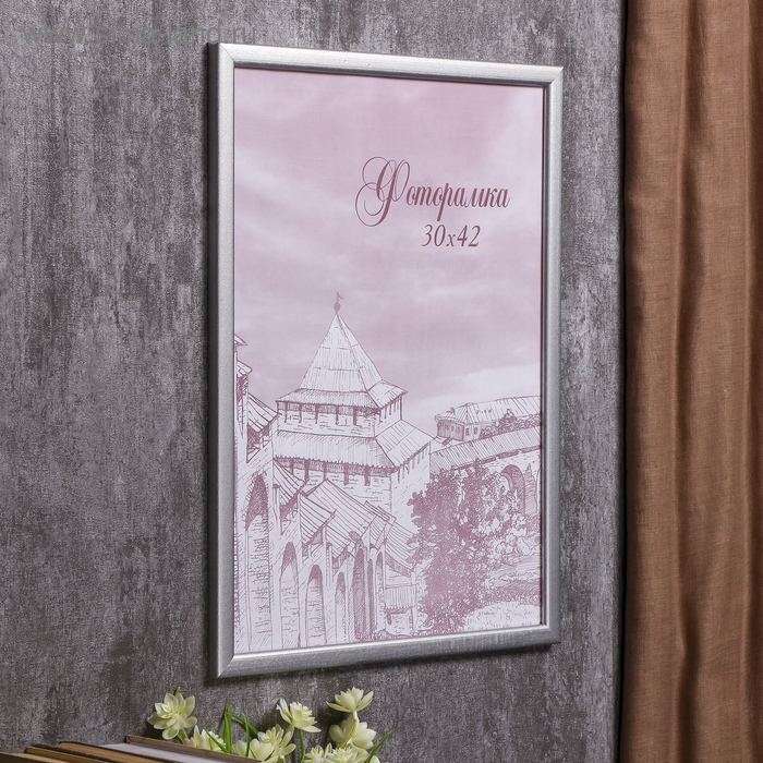 Фоторамка сосна с19 серебро 30х42 см (пластиковый экран) Фоторамка сосна с19 серебро 30х42 см (пластиковый экран)