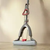 Швабра с отжимом и смен. насадкой ПВА тм VETTA Премиум Грей, телеск. ручка 123-141см, насадка 28см