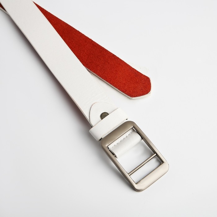 Ремень женский, ширина 3 см, пряжка металл, винт, цвет белый