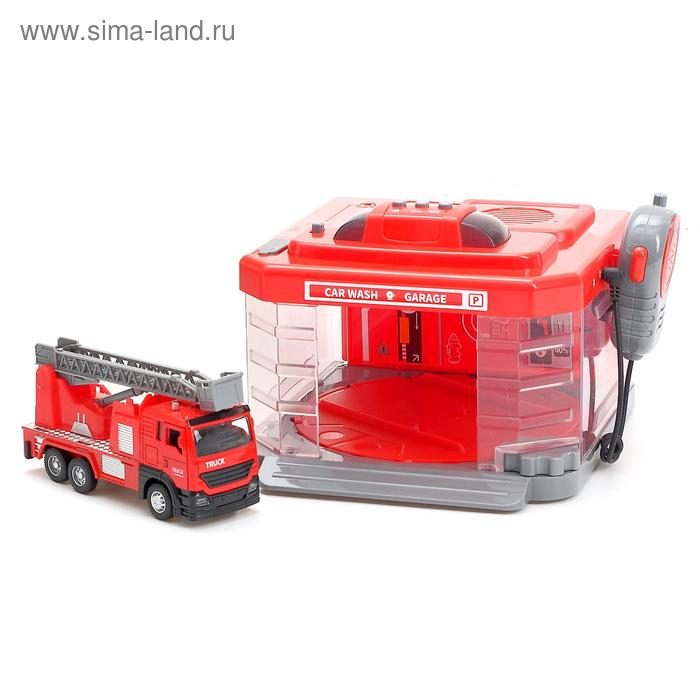 Парковка «Пожарная часть» с машинкой и рацией, световые и звуковые эффекты, МИКС Парковка «Пожарная часть» с машинкой и рацией, световые и звуковые эффекты, МИКС
