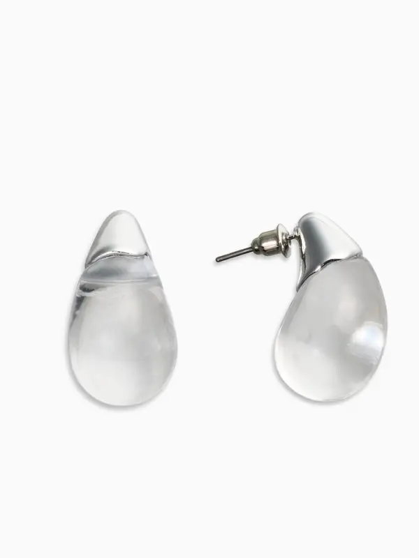 Серьги Серьги "Капли Бо", цвет прозрачный белый в серебре