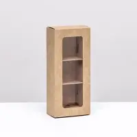 Коробка с обечайкой с окном &laquo;под 3 конфеты&raquo; 13&times;5&times;3.3 см, крафт