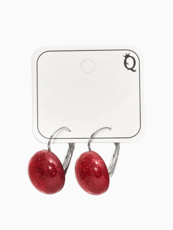 Серьги пластик "Таблетка" блёстка, цвет бордовый в серебре