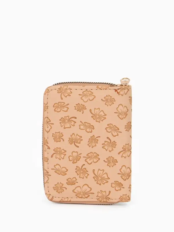 Кошелёк на молнии, 13&times;2&times;9 см, с принтом, бежевый