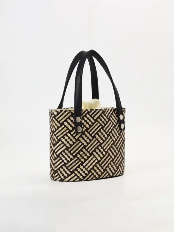 Сумка плетёная из пандана, 22&times;14&times;35 см, бежево-коричневая