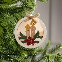 Ёлочная игрушка &laquo;Шар со свечками&raquo;, 10&times;10&times;3 см, от батареек, свечение тёплое белое