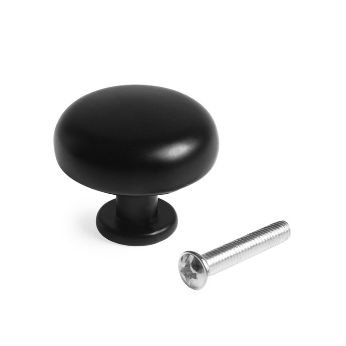 Ручка кнопка ТУНДРА PK036BL, черная, 8 шт TMP