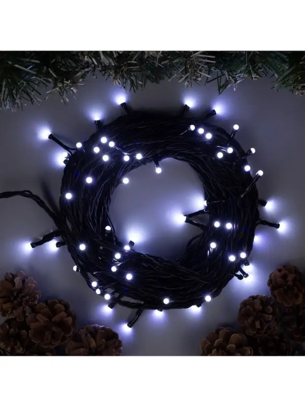 Гирлянда &laquo;Нить&raquo; 10 м, IP44, УМС, тёмная нить, 72 SMD-LED, свечение белое, 220 В