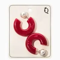 Серьги акрил &laquo;Полукольцо с бусиной №10&raquo;, бордовые