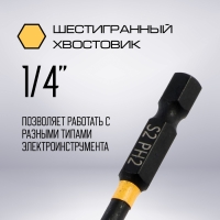 Бита ТУНДРА ПРОФИ, Torsion, сталь S2, PH2 х 65 мм, пвх-чехол