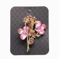 Брошь &laquo;Цветок Трилистник&raquo;, розовая в золоте