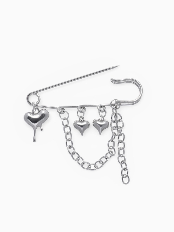 Булавка «Сердца» с цепочкой, цвет серебро Булавка «Сердца» с цепочкой, цвет серебро