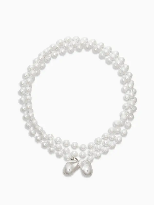 Бусы "Нить жемчуга" №8 с подвесами, L=120см, цвет белый в серебре