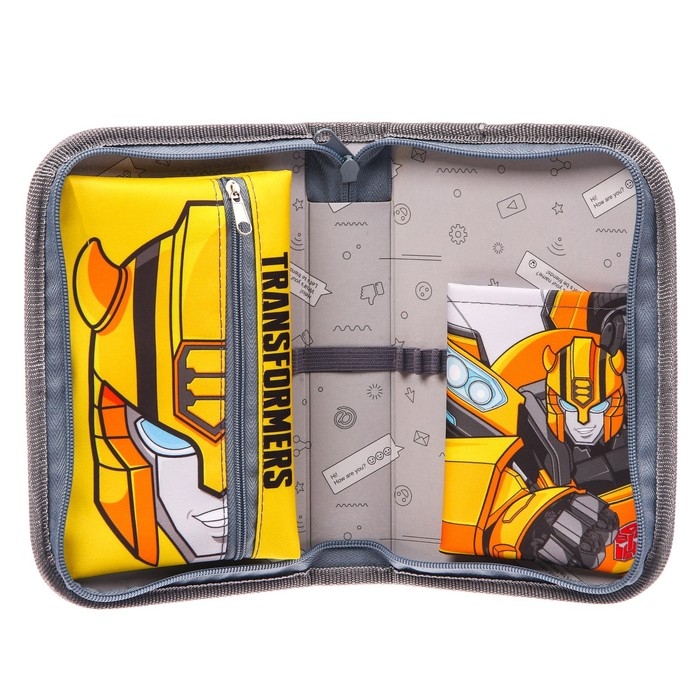 Пенал каркасный, 1 секция, 140х210х40 мм, откидной карман, тканевый, Трансформеры Пенал каркасный, 1 секция, 140х210х40 мм, откидной карман, тканевый, Трансформеры