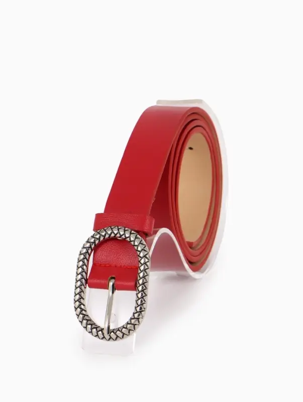 Ремень женский, 110&times;2.9 см, с винтом, классическая пряжка металл, красный