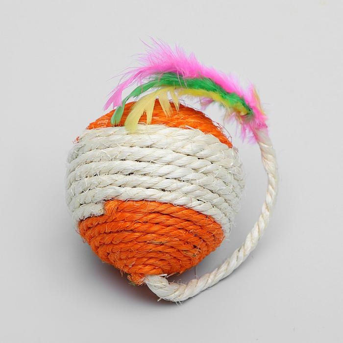 Шар из сизали с перьями  Шар из сизали с перьями "Лоретта", 6.5 см, микс цветов