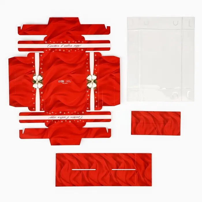 Коробка под 6 конфет с ячейками &laquo;Новогодний бант&raquo;, 10&times;14.5&times;3 см