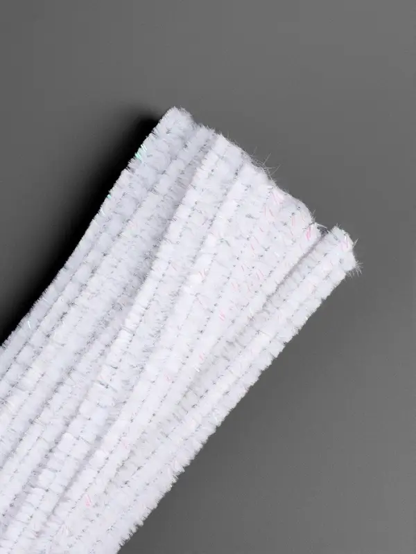 Синельная проволока, набор 50 шт., белая с люрексом, 30 см