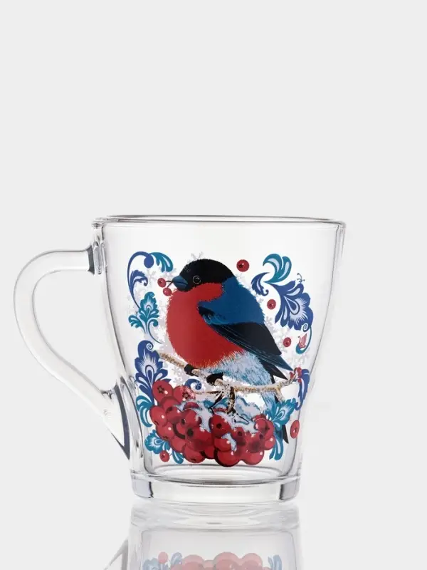 Кружка для чая 250мл. арт.1649-Д "Снегири на рябине" Кружка  250мл.