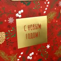 Пакет подарочный новогодний ламинированный &laquo;С Новым годом&raquo;, MS 23&times;18&times;10 см