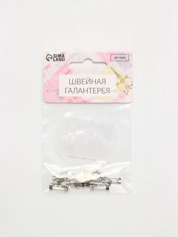 Основа для броши, 2 отверстия, 15 мм, 10 шт., цвет серебряный