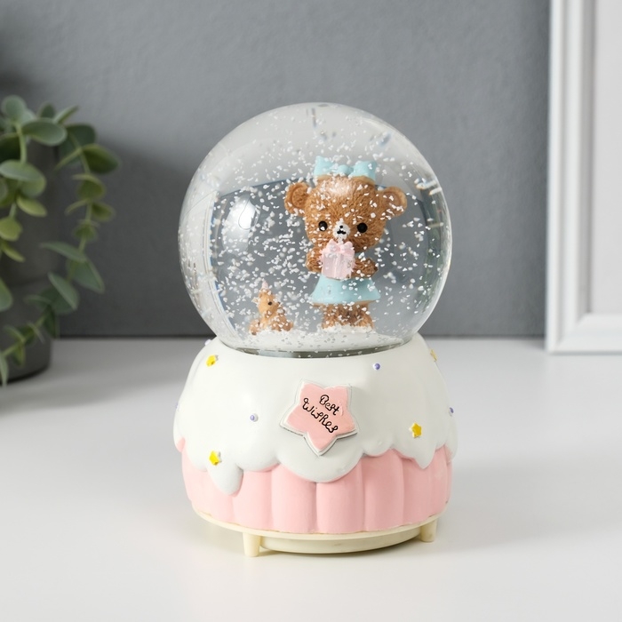 Сувенир полистоун водяной шар свет, музыка Сувенир полистоун водяной шар свет, музыка "Мишка и торт" МИКС 10,2х10,2х15,8 см