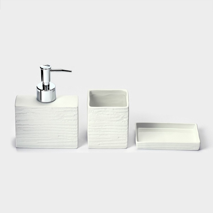Набор для ванной Набор для ванной "Камень" 3 предмета (дозатор для мыла, стакан, мыльница)