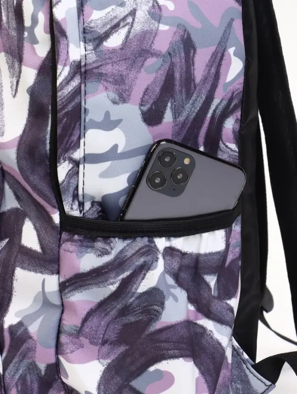 Рюкзак школьный на молнии, с карманами, с принтом, размер 30&times;13&times;42 см, сиреневый