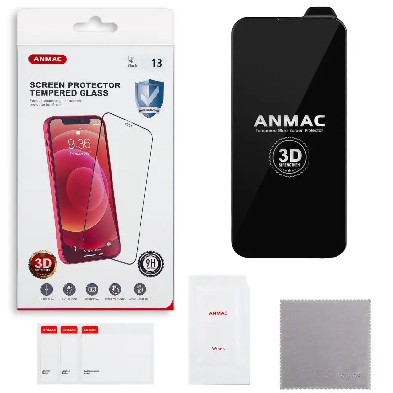 Защитное стекло для iPhone 13/13 Pro/14/16e 3D ANMAC усиленное Арт. 1137226