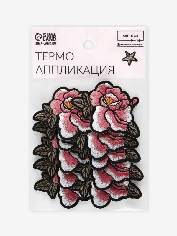 Термоаппликация «Цветок», 4×6 см, розовая Термоаппликация «Цветок», 4×6 см, розовая