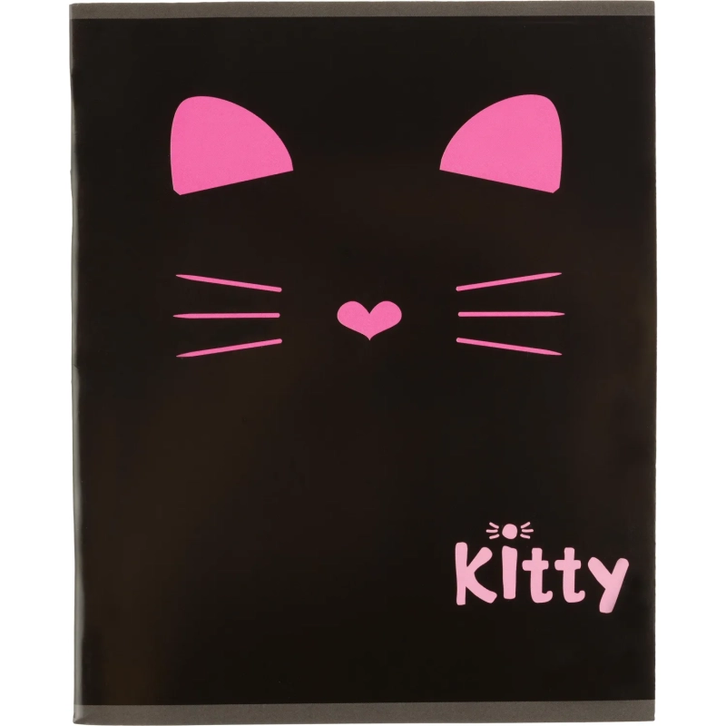 Тетрадь общая А5 48л Kitty черн,клет,скреп, ВД-лак