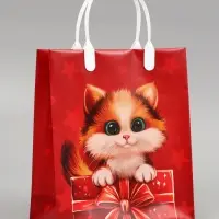 Пакет подарочный &laquo;Котёнок&raquo;, мягкий пластик, 23&times;27 см, 150 мкм