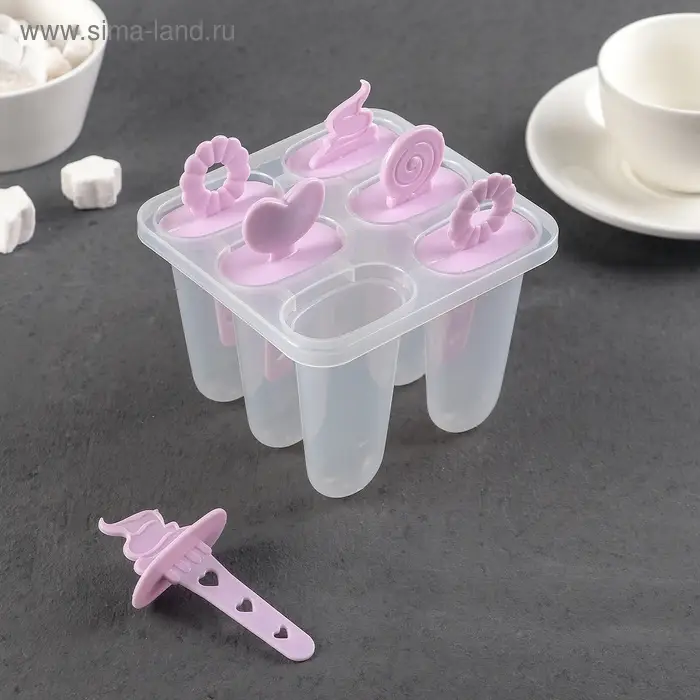 Форма для мороженого «Фигурки», 12,5×11×9 см, 6 ячеек, цвет прозрачный Форма для мороженого «Фигурки», 12,5×11×9 см, 6 ячеек, цвет прозрачный