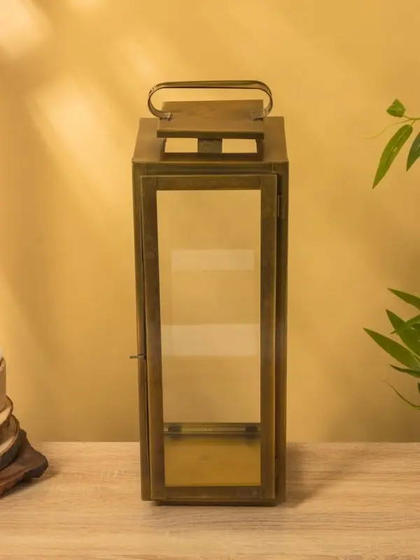 Подсвечник фонарь "Большие окна" железо 50х16,5х17 см