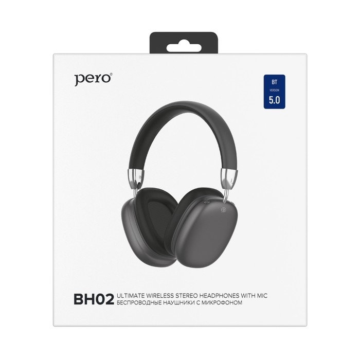 Наушники PERO BH02 ULTIMATE, беспроводные, микрофон, 300 мАч, до 12 часов, черные