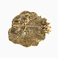 Брошь &laquo;Лягушка&raquo; на лотосе, цвет зелёно-розовый в черненом золоте