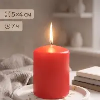 Свеча цилиндр, 4&times;5 см, 7 ч, 47 г, красная