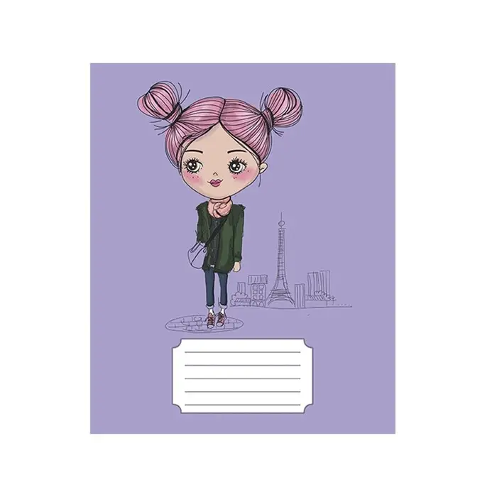 Тетрадь 24 листа в линейку, Calligrata, Fashion, обложка мелованный картон, серые листы, МИКС