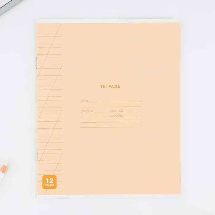 Тетрадь в косую линейку 12 листов &laquo;Минимализм&raquo;, обложка мелованный картон, блок №1, 5 видов МИКС