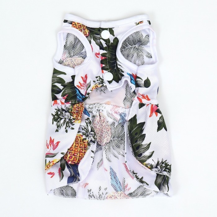 Платье для животных Тропики, S (ДС 25, ОГ 35 см), белое
