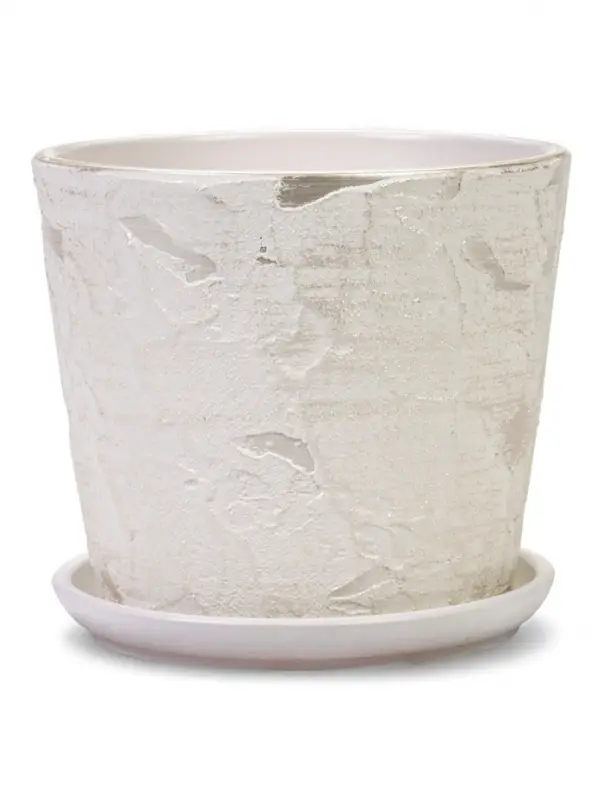 Горшок цветочный с поддоном 2,6 л, d18/h16 см белый керамика, Горшок цветочный с поддоном 2,6 л, d18/h16 см белый керамика, "Венера" (М)