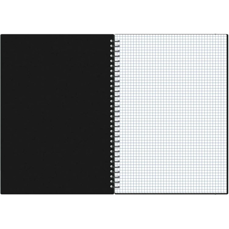 Бизнес-тетрадь А4 96л Attache гребень клетка пластик черн с тиснением
